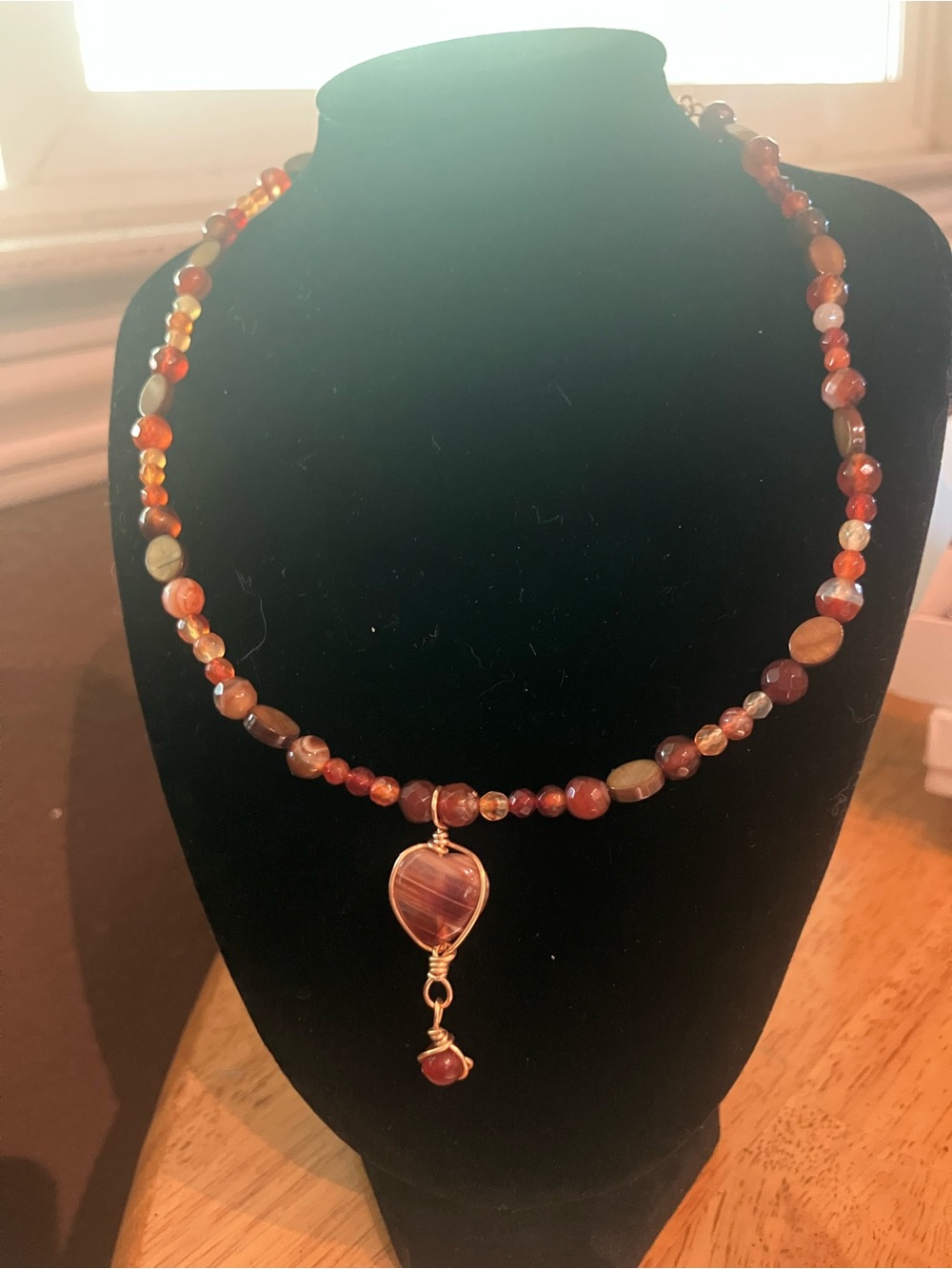 14k Gold Plated Heart Pendant Beaded Necklace